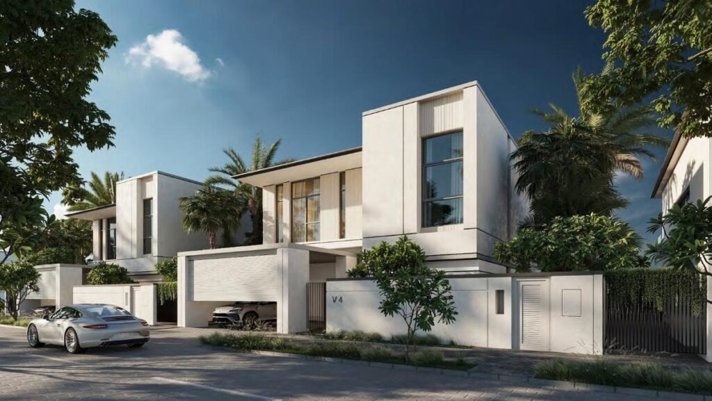 Villas on a street in Opal Gardens, Dubai